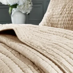 Bedspreads & Coverlets-Kirkland's Home Natural Serene Quilted 3-Pc. Queen Coverlet Set Tan