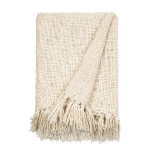 Blankets & Throws-Kirkland's Home Natural Slubbed Yarn Throw Ivory