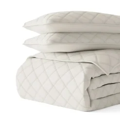 Quilts-Kirkland's Home Natural Stitched Diamond 2-Pc. Twin Quilt Set Ivory