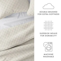 Quilts-Kirkland's Home Natural Stitched Diamond 3-Pc. King Quilt Set Ivory