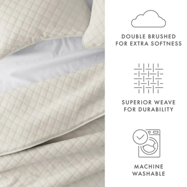 Quilts-Kirkland's Home Natural Stitched Diamond 3-Pc. King Quilt Set Ivory