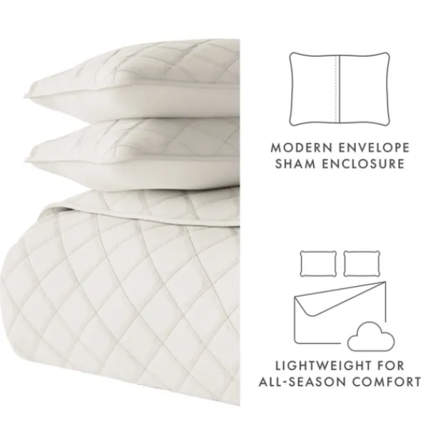 Quilts-Kirkland's Home Natural Stitched Diamond 3-Pc. King Quilt Set Ivory