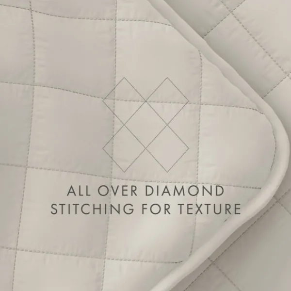 Quilts-Kirkland's Home Natural Stitched Diamond 3-Pc. King Quilt Set Ivory