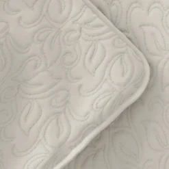 Quilts-Kirkland's Home Natural Stitched Floral 3-Pc. Queen Quilt Set Ivory