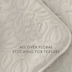 Quilts-Kirkland's Home Natural Stitched Floral 3-Pc. King Quilt Set Ivory