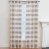 Curtains & Drapes-Kirkland's Home Natural Stripe Sheer Single Curtain Panel, 84 In. Tan/White