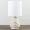 Table Lamps-Kirkland's Home Natural Stripe Table Lamp White