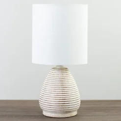 Table Lamps-Kirkland's Home Natural Stripe Table Lamp White