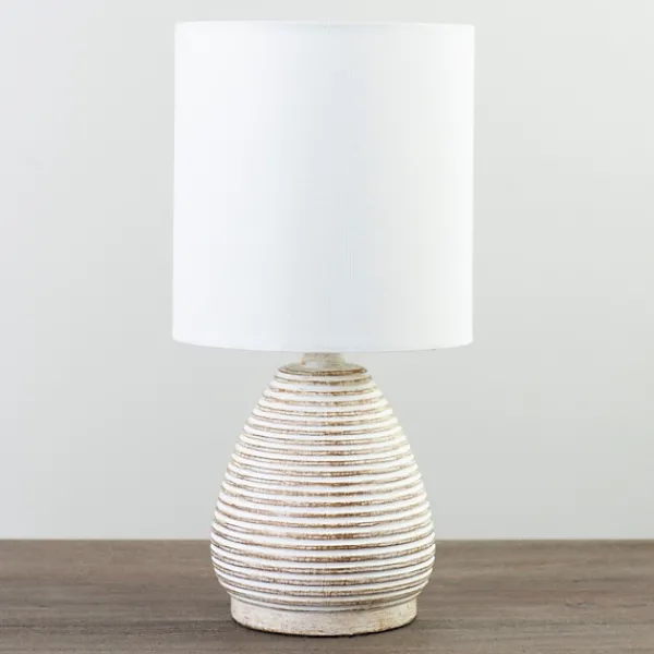Table Lamps-Kirkland's Home Natural Stripe Table Lamp White