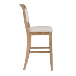 Bar Stools & Counter Height Stools-Kirkland's Home Natural Striped Upholstered Wood Frame Bar Stool Tan