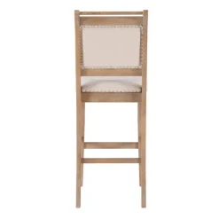 Bar Stools & Counter Height Stools-Kirkland's Home Natural Striped Upholstered Wood Frame Bar Stool Tan