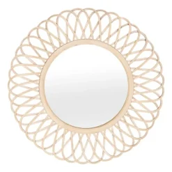 Framed Mirrors-Kirkland's Home Natural Tan Daisy Spiral Wicker Framed Mirror