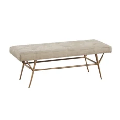 Benches & Ottomans-Kirkland's Home Natural Tufted Upholstery Tapered Leg Bench Tan
