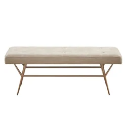 Benches & Ottomans-Kirkland's Home Natural Tufted Upholstery Tapered Leg Bench Tan