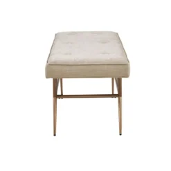 Benches & Ottomans-Kirkland's Home Natural Tufted Upholstery Tapered Leg Bench Tan
