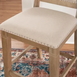 Bar Stools & Counter Height Stools-Kirkland's Home Natural Upholstered Wood Frame Counter Stool Tan