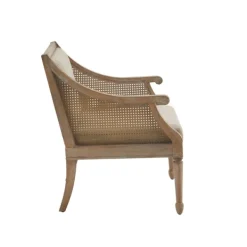 Accent Chairs-Kirkland's Home Natural Upholstery Cane Inset Accent Chair Tan