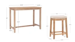Dining Tables-Kirkland's Home Natural Wood & Upholstered Stools 3-Pc. Dining Set Tan