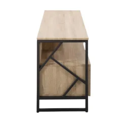Tv Stands & Media Consoles-Kirkland's Home Natural Wood And Black Steel Media S D Tan