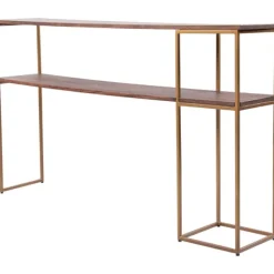 Console Tables-Kirkland's Home Natural Wood And Bronze Metal Console Table