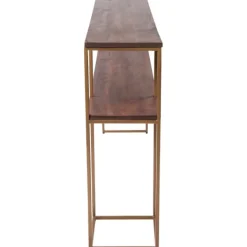 Console Tables-Kirkland's Home Natural Wood And Bronze Metal Console Table