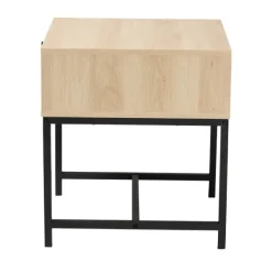 Nightstands-Kirkland's Home Natural Wood And Metal 1-Drawer Nights D Tan
