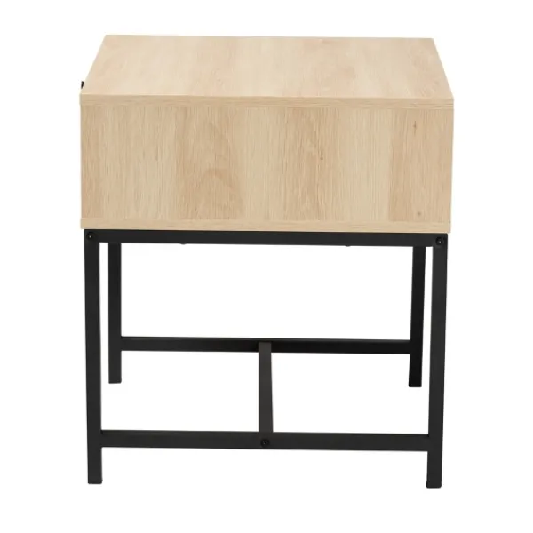 Nightstands-Kirkland's Home Natural Wood And Metal 1-Drawer Nights D Tan