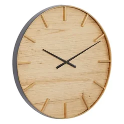 Clocks-Kirkland's Home Natural Wood And Metal Numberless Wall Clock