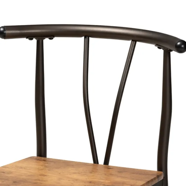 Dining Tables-Kirkland's Home Natural Wood And Metal 5-Pc. Dining Set Brown/Black