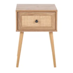 Accent & End Tables-Kirkland's Home Natural Wood And Rat Drawer Accent Table Tan
