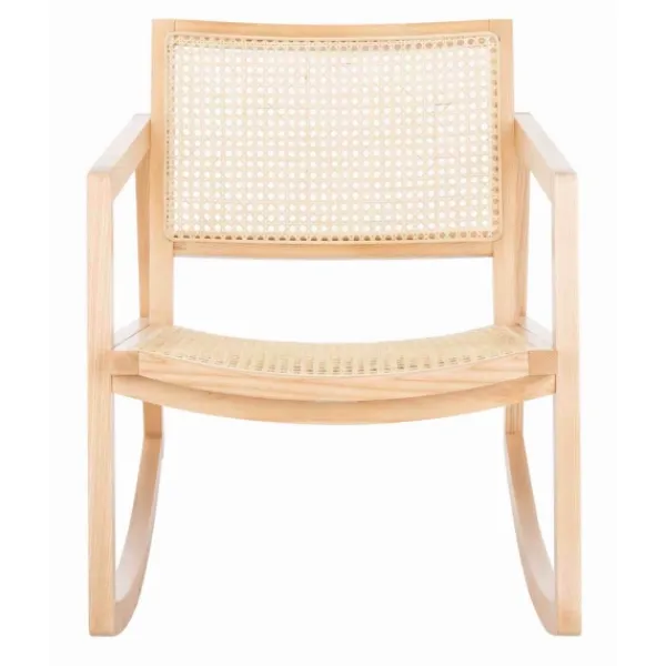 Accent Chairs-Kirkland's Home Natural Wood And Rat Rocking Chair Tan