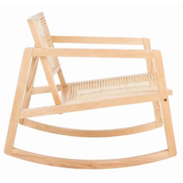 Accent Chairs-Kirkland's Home Natural Wood And Rat Rocking Chair Tan