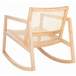Accent Chairs-Kirkland's Home Natural Wood And Rat Rocking Chair Tan