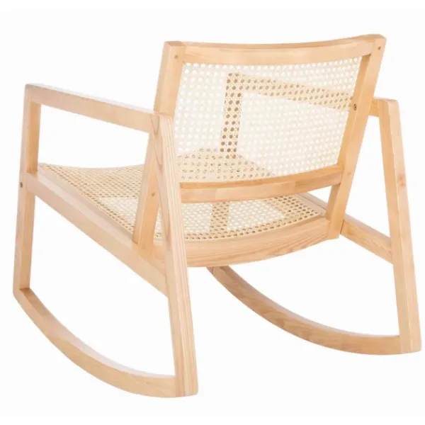Accent Chairs-Kirkland's Home Natural Wood And Rat Rocking Chair Tan