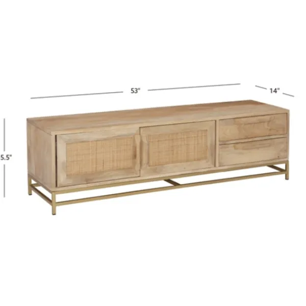 Tv Stands & Media Consoles-Kirkland's Home Natural Wood And Rat Tv S D Tan