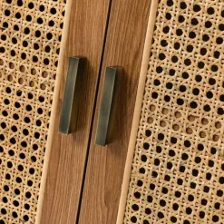 Cabinets & Sideboards-Kirkland's Home Natural Wood And Rattan 2-Door Cabinet Brown