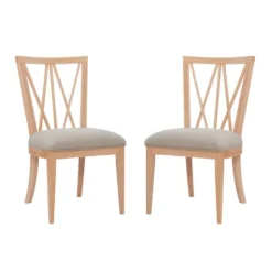 Dining Chairs-Kirkland's Home Natural Wood Architectural Dining Chairs, Set Of 2 Tan
