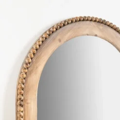 Decorative Mirrors-Kirkland's Home Natural Wood Beaded Arch Leaner Mirror