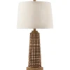 Table Lamps-Kirkland's Home Natural Wood Beaded Base Table Lamp White