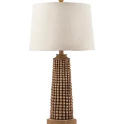 Table Lamps-Kirkland's Home Natural Wood Beaded Base Table Lamp White