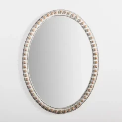 Decorative Mirrors-Kirkland's Home Natural Wood Beaded Oval Mirror