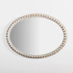 Decorative Mirrors-Kirkland's Home Natural Wood Beaded Oval Mirror
