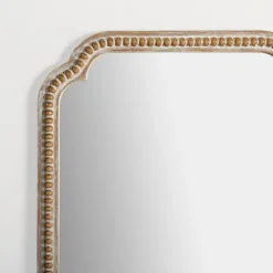 Decorative Mirrors-Kirkland's Home Natural Wood Beaded Scalloped Rectangular Mirror