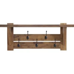 Entryway Furniture-Kirkland's Home Natural Wood Bench And Hooks 2-Pc. Hall Tree Set