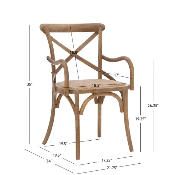 Accent Chairs-Kirkland's Home Natural Wood Cane Seat Accent Chair Tan