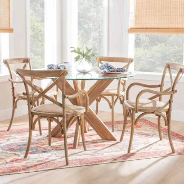 Accent Chairs-Kirkland's Home Natural Wood Cane Seat Accent Chair Tan