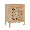 Cabinets & Sideboards-Kirkland's Home Natural Wood Carved Medallion Cabinet Tan