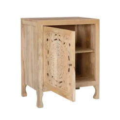 Cabinets & Sideboards-Kirkland's Home Natural Wood Carved Medallion Cabinet Tan