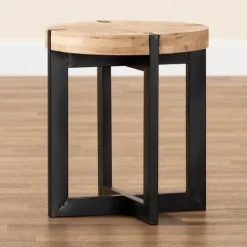 Accent & End Tables-Kirkland's Home Natural Wood Cross Base Side Table