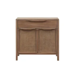 Cabinets & Sideboards-Kirkland's Home Natural Wood 2-Door Cane Webbing Chest Tan